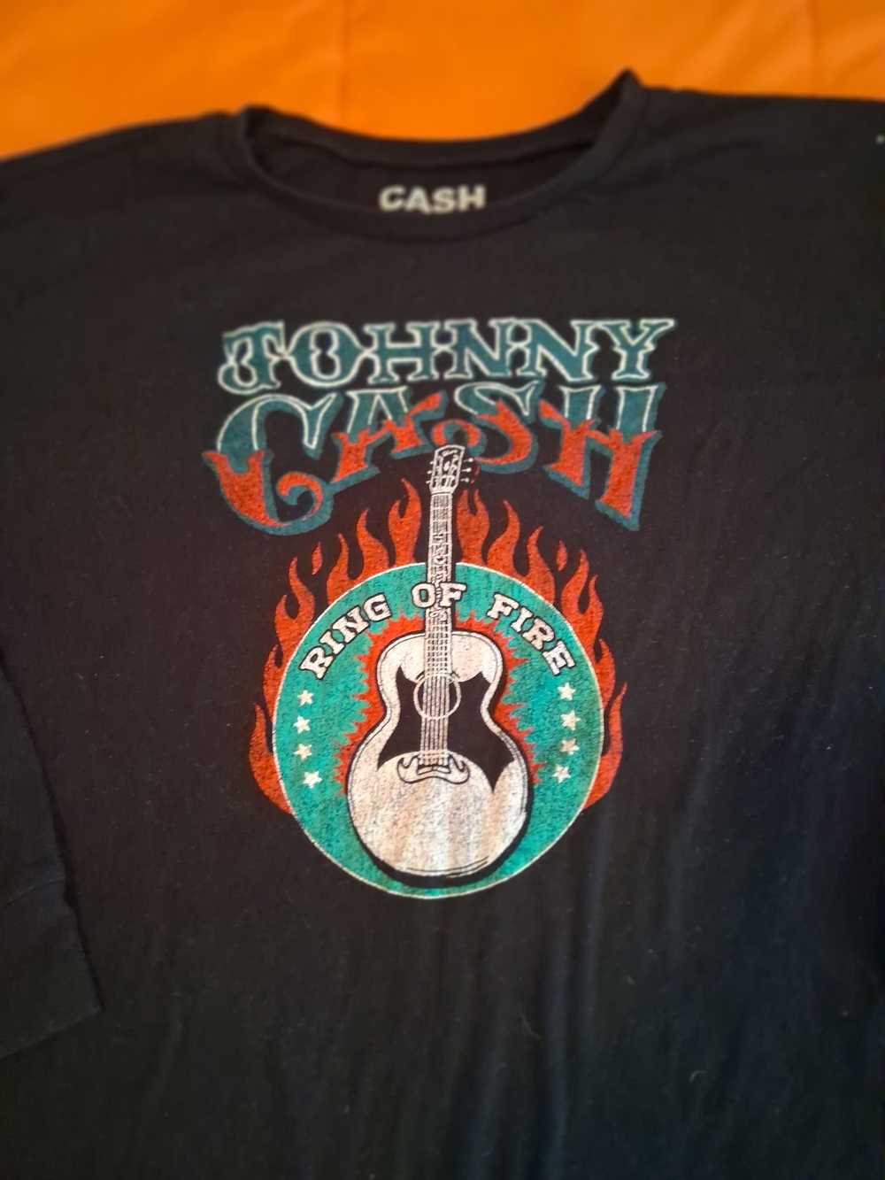 Johnny Cash Classic Ring Of Fire Womens Cotton Long Sleeve - Picture 2 of 3
